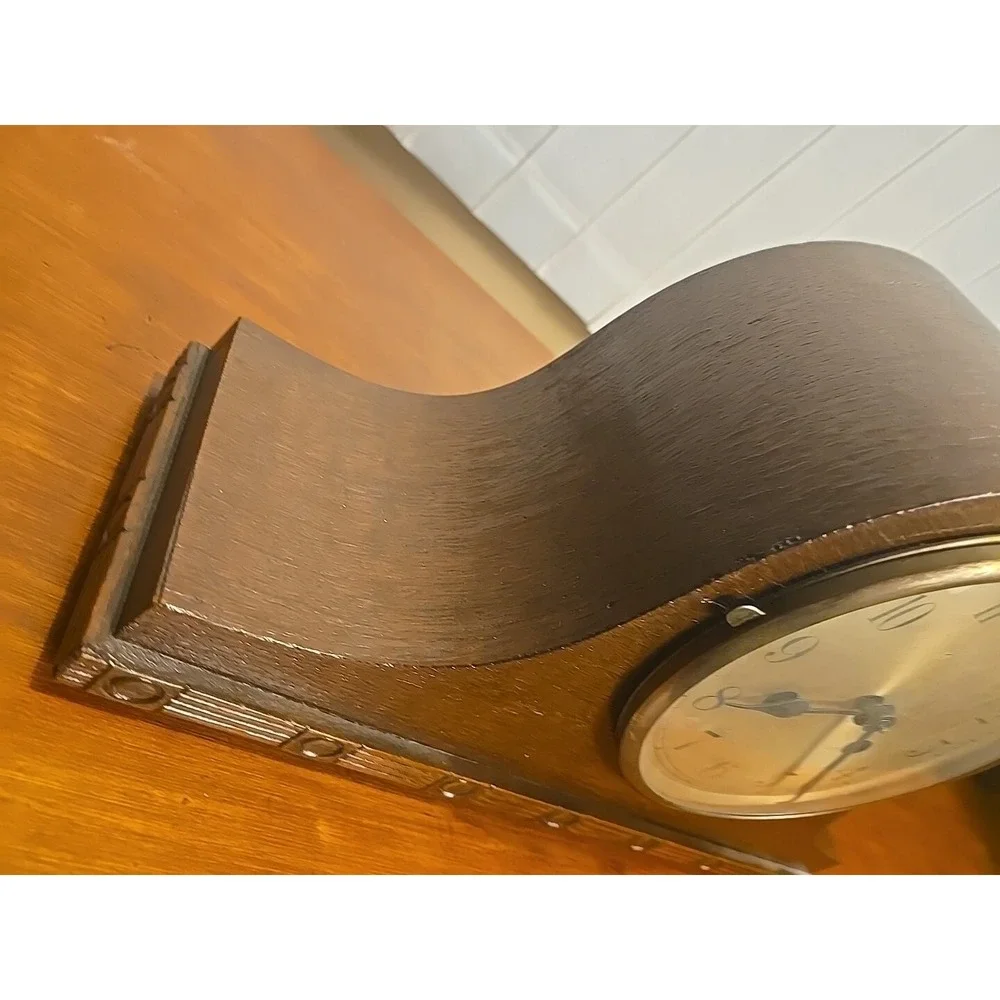 ANTIQUE NAPOLEON HAT CHIMING‎ MANTEL CLOCK  OAK CASE